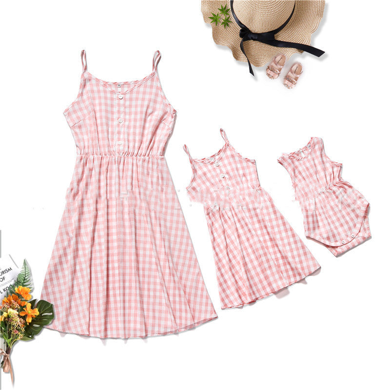 Plaid Dress Parent-child Baby Wear