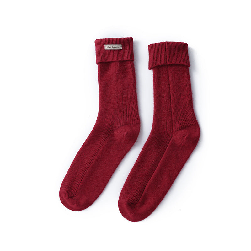 100 Pure Cashmere Autumn And Winter New Trend Elastic Casual Socks