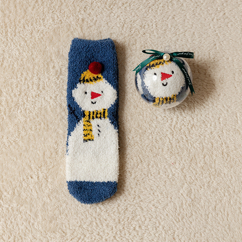 Tide Christmas Ball Coral Fleece Socks