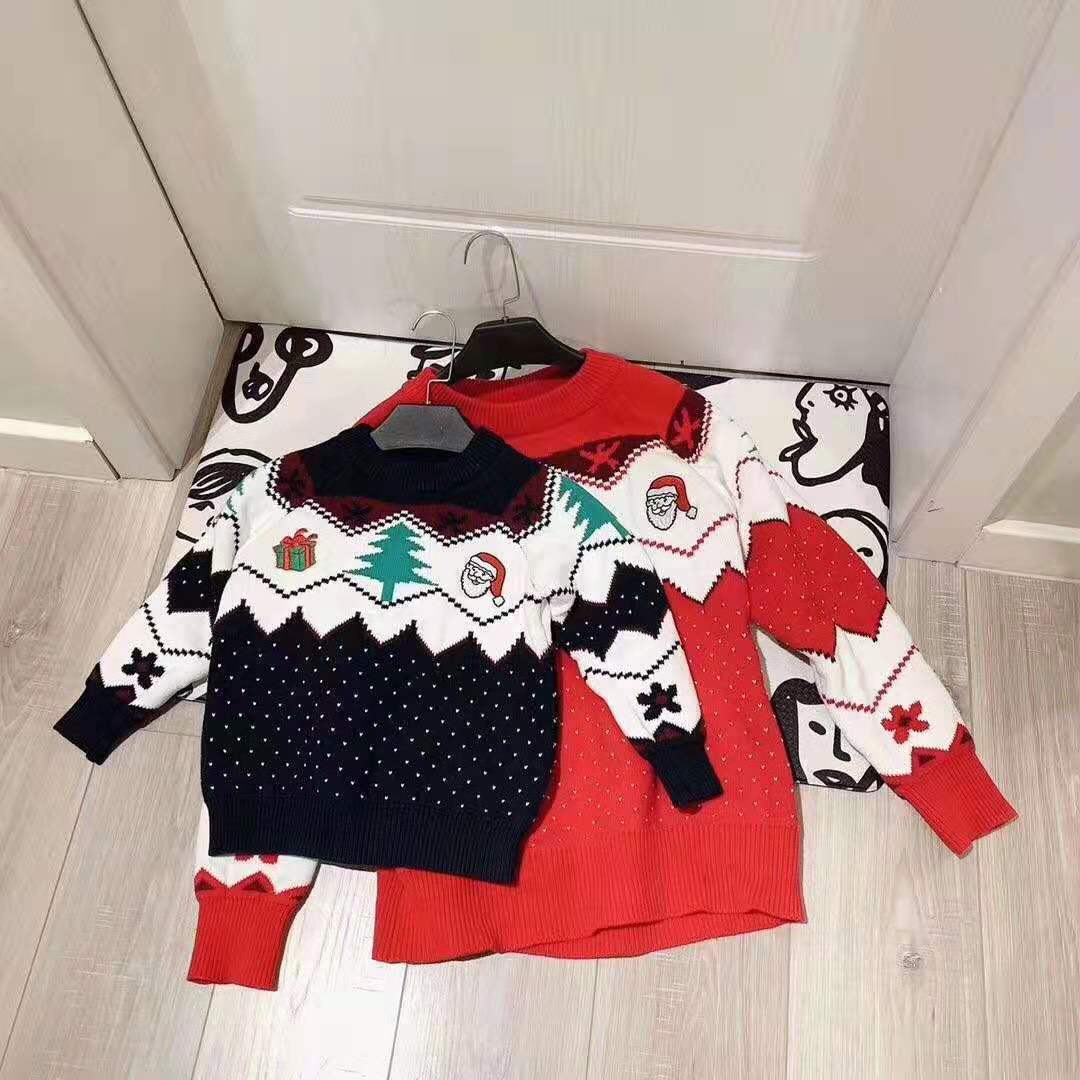 Christmas Sweater Pure Cotton Knitted Embroidery Pattern Parent-child