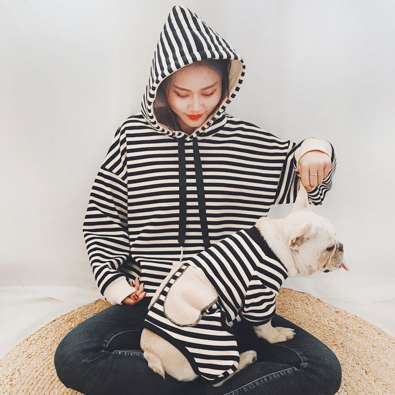 Pet Parent-child Wear Striped Four-legged Padded Sweater