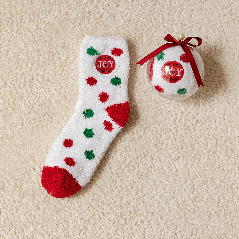 Tide Christmas Ball Coral Fleece Socks