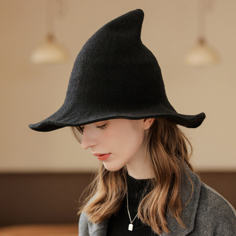 Peaked Big Eaves Knitted Wizard Top Hat Female Fisherman Basin Hat