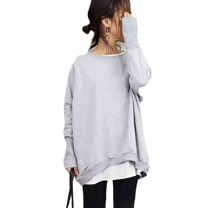 Women's Cotton Sweater Loose And Idle Large Version Solid Color