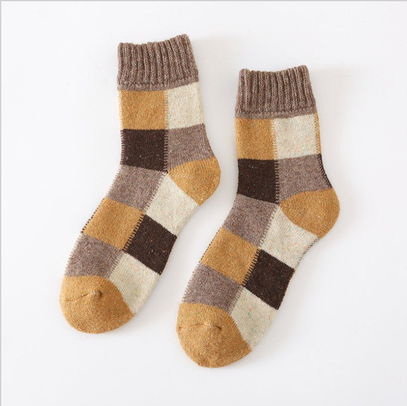 Thickened Wool Socks Men's Plush Warm Retro Checker