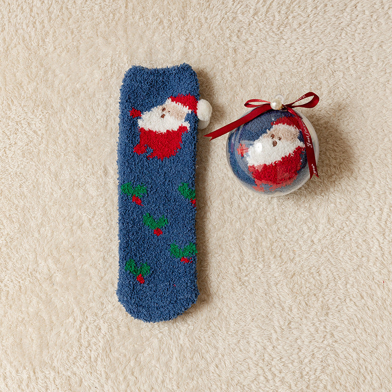 Tide Christmas Ball Coral Fleece Socks