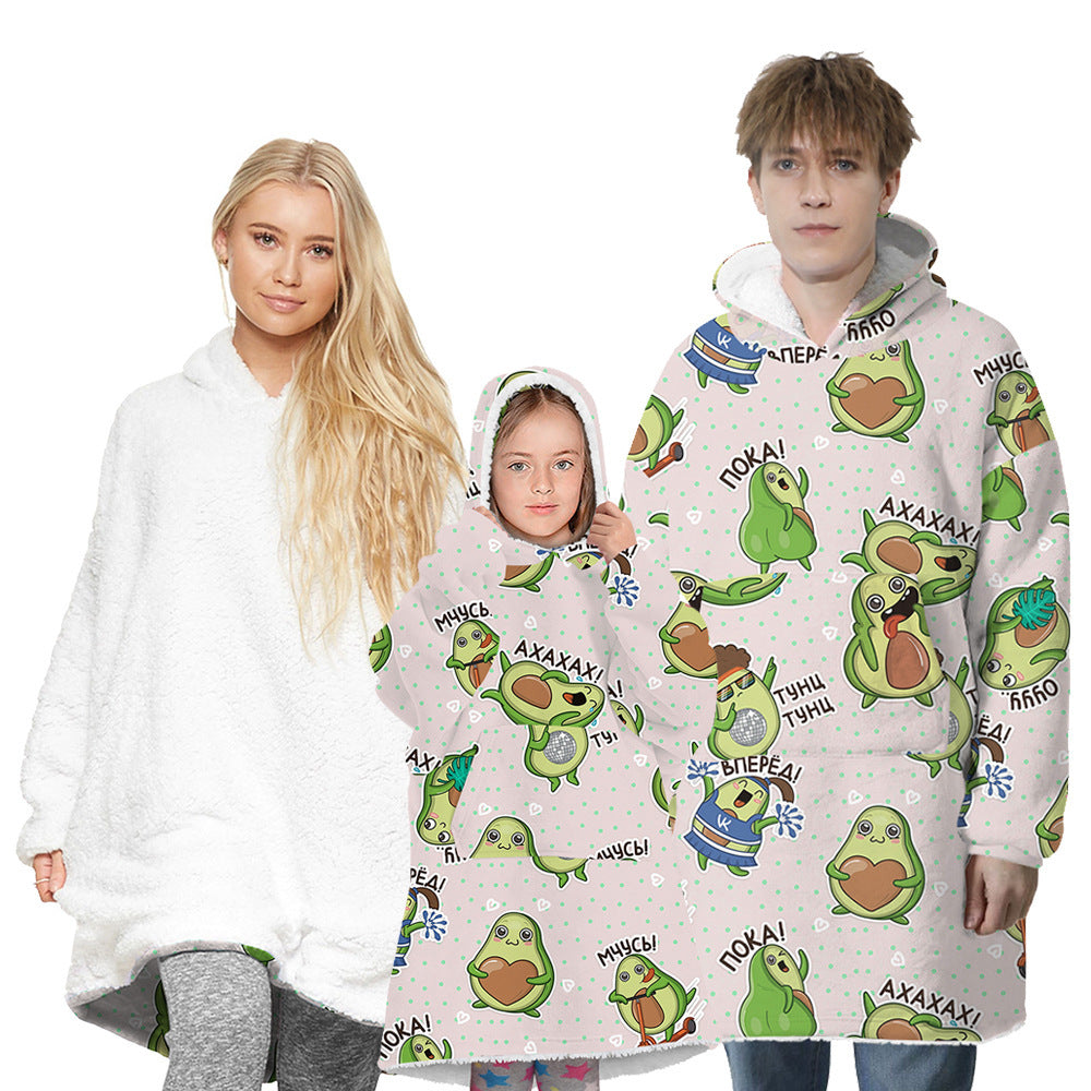 Avocado Digital Print Parent-Child Blanket Sweater