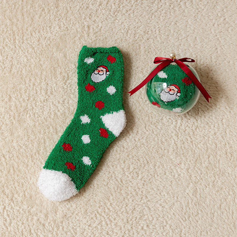 Tide Christmas Ball Coral Fleece Socks