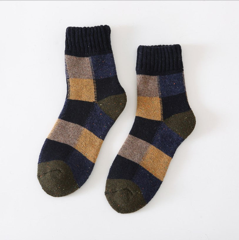 Thickened Wool Socks Men's Plush Warm Retro Checker