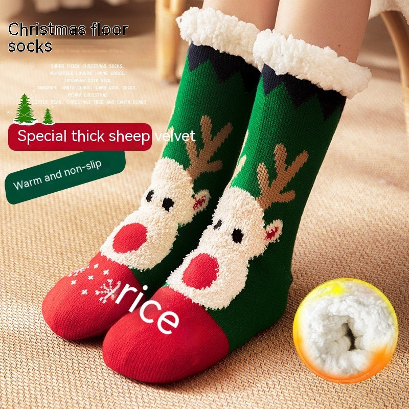 Berber Fleece Christmas Autumn And Winter Home Couple Room Socks