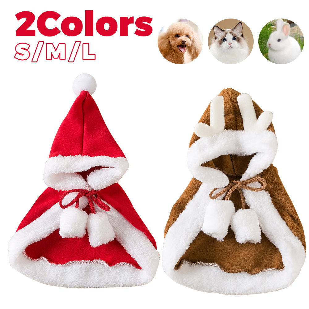 Cat Christmas Outfits, Dog Cat Santa Claus Outfit, Soft And Thick Xmas Cape With Hat, Christmas Cat Dog Costume Pet Cape, Cat Christmas Costumes For Cats, Medium Cat Cape For Cats