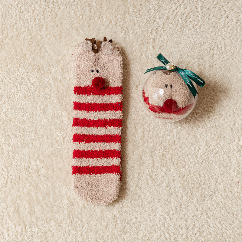 Tide Christmas Ball Coral Fleece Socks