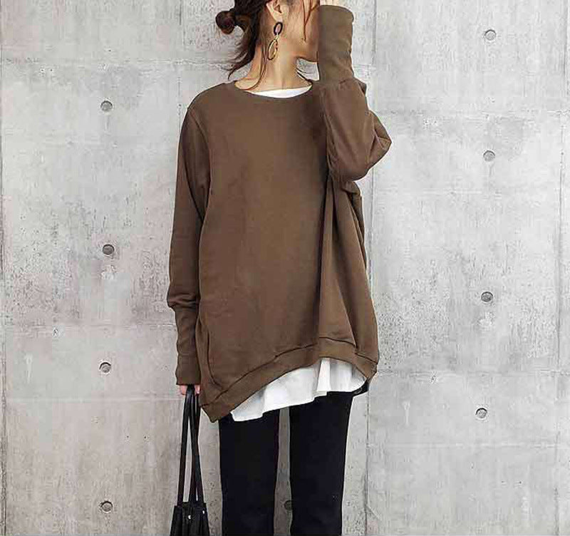 Women's Cotton Sweater Loose And Idle Large Version Solid Color