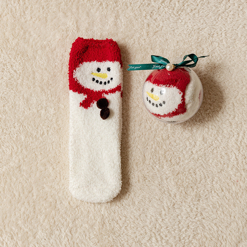 Tide Christmas Ball Coral Fleece Socks