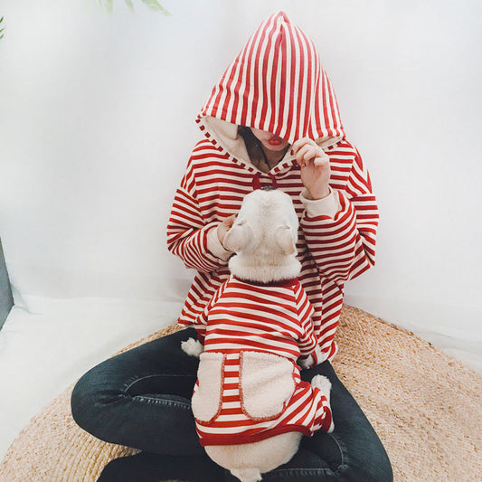 Pet Parent-child Wear Striped Four-legged Padded Sweater