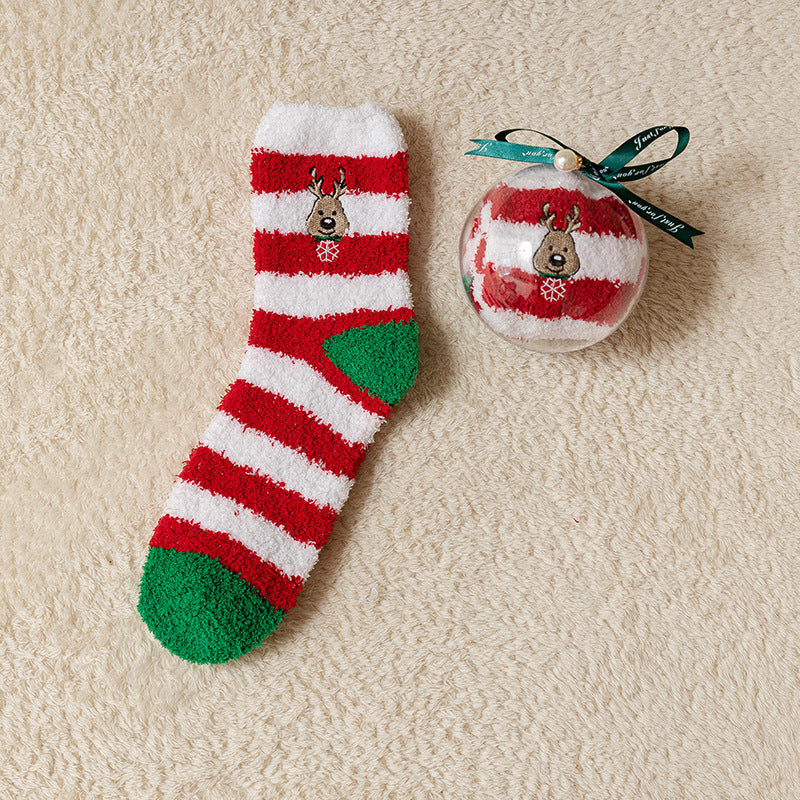 Tide Christmas Ball Coral Fleece Socks