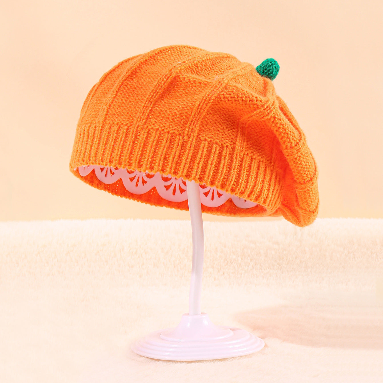 Halloween Pumpkin Parent Child Knitted Hat Warm And Cute Orange Beret