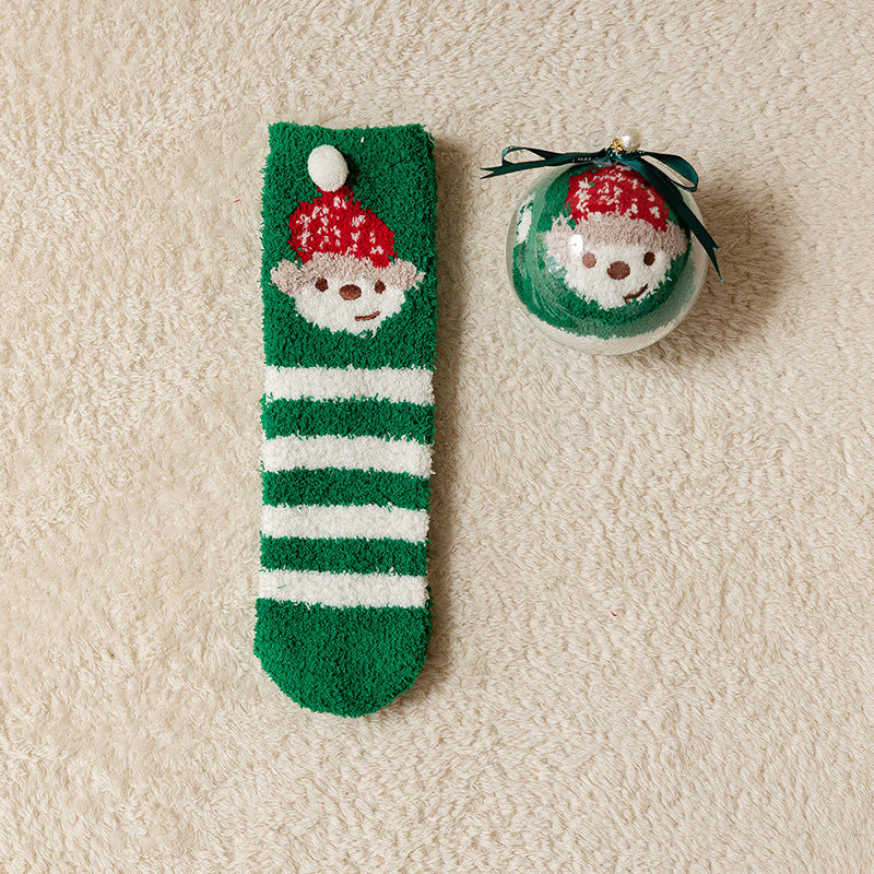 Tide Christmas Ball Coral Fleece Socks