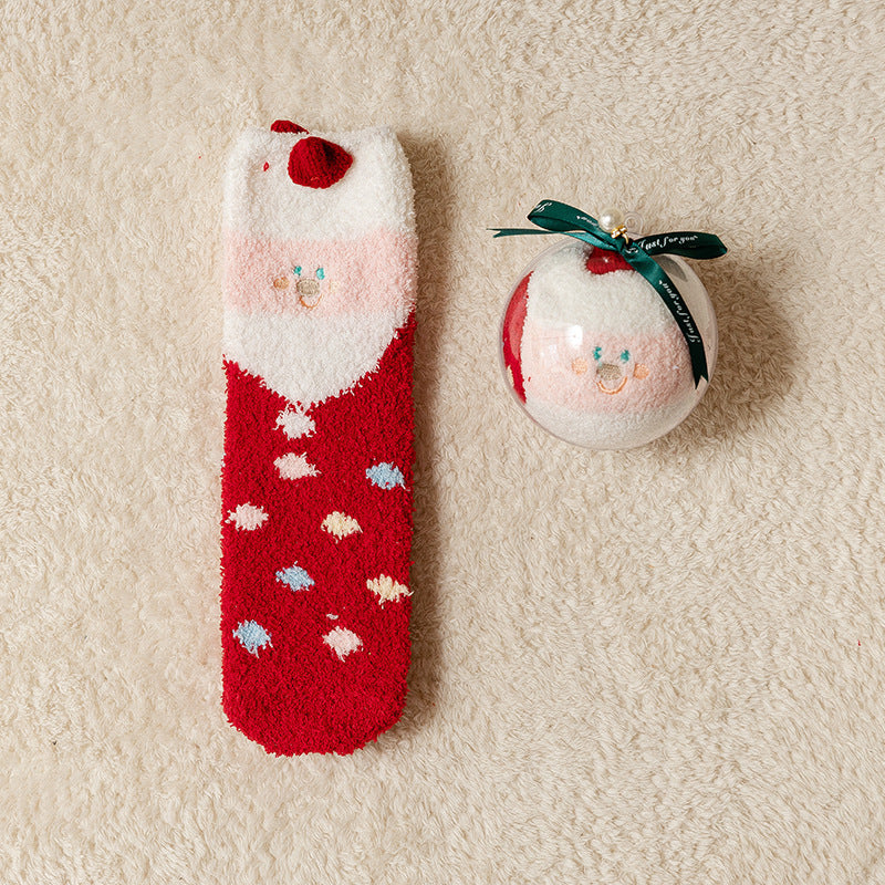 Tide Christmas Ball Coral Fleece Socks