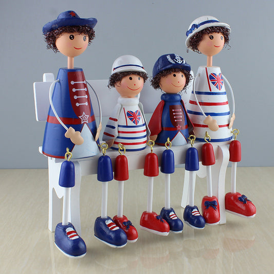 Solid Wood British Style Hanging Foot Doll Parent-child Wooden Crafts