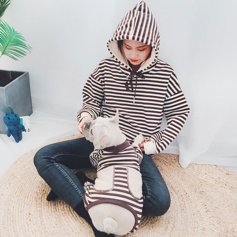 Pet Parent-child Wear Striped Four-legged Padded Sweater